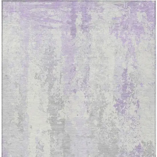Lavender And Ivory Abstract Washable Indoor Outdoor Area Rug Photo 3