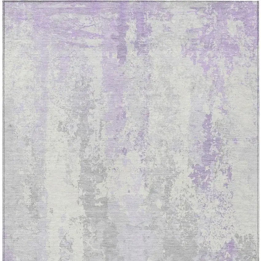 Lavender And Ivory Abstract Washable Indoor Outdoor Area Rug Photo 3