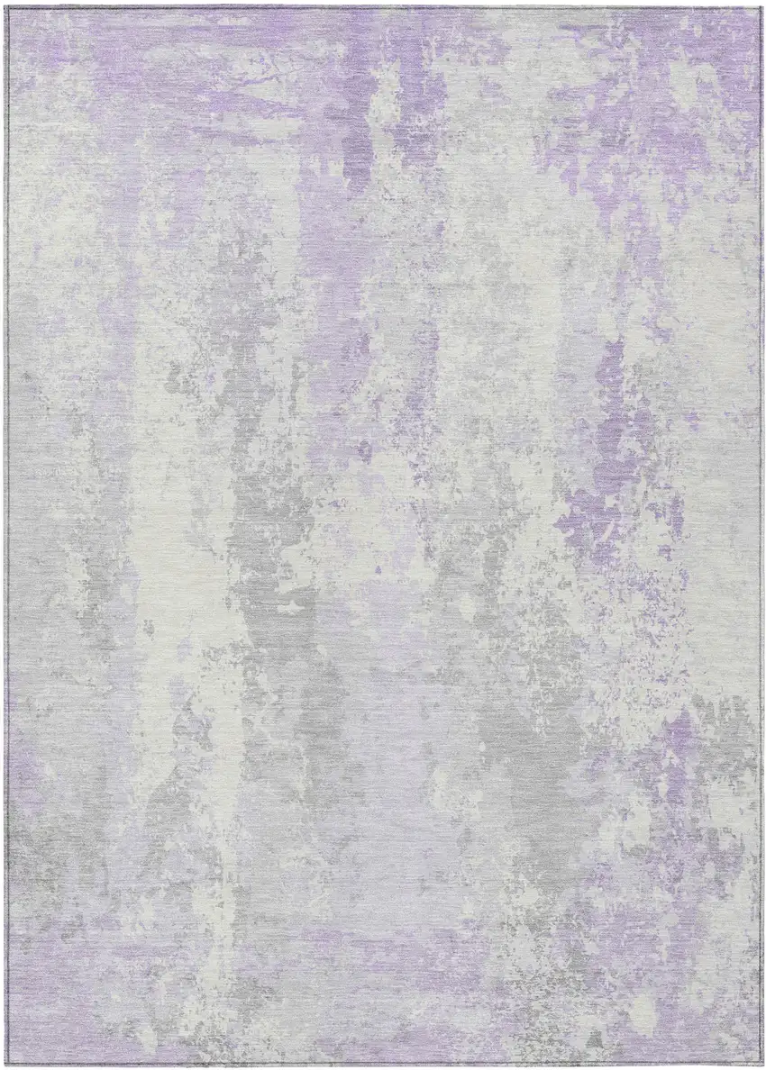 Lavender And Ivory Abstract Washable Indoor Outdoor Area Rug Photo 1
