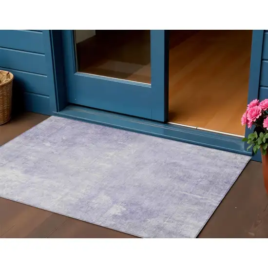 Lavender And Ivory Abstract Washable Indoor Outdoor Area Rug Photo 2