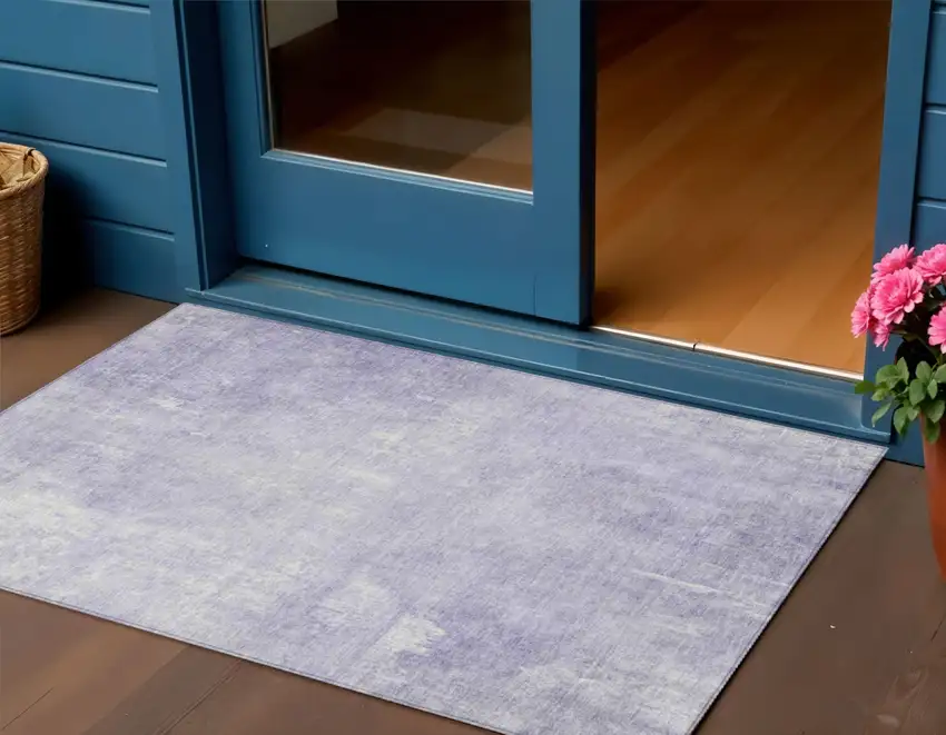 Lavender And Ivory Abstract Washable Indoor Outdoor Area Rug Photo 2