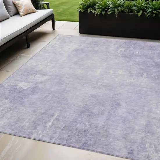 Lavender And Ivory Abstract Washable Indoor Outdoor Area Rug Photo 2