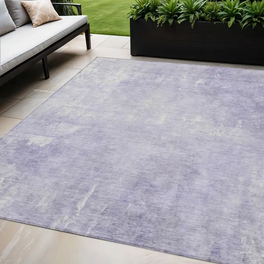 Lavender And Ivory Abstract Washable Indoor Outdoor Area Rug Photo 2