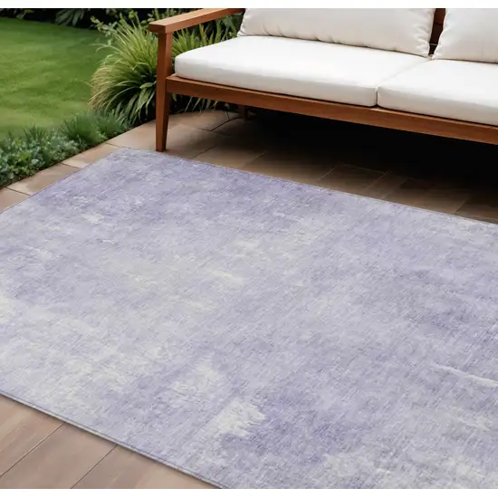 Lavender And Ivory Abstract Washable Indoor Outdoor Area Rug Photo 2