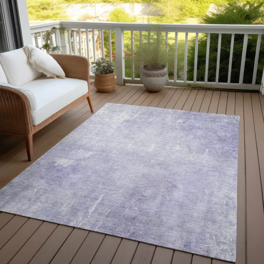 Lavender And Ivory Abstract Washable Indoor Outdoor Area Rug Photo 4
