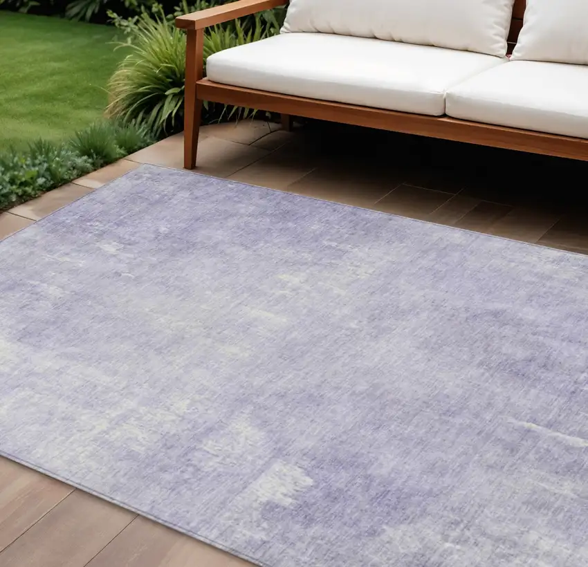 Lavender And Ivory Abstract Washable Indoor Outdoor Area Rug Photo 2