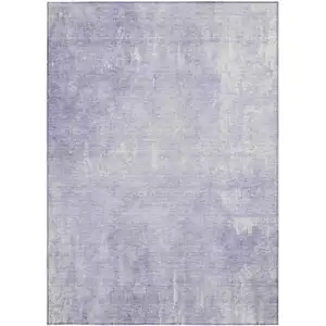 Photo of Lavender And Ivory Abstract Washable Indoor Outdoor Area Rug