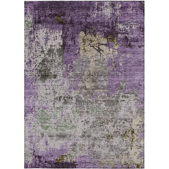 Lavender And Ivory Abstract Washable Indoor Outdoor Area Rug Photo 1