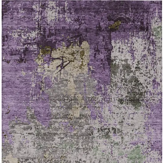 Lavender And Ivory Abstract Washable Indoor Outdoor Area Rug Photo 9