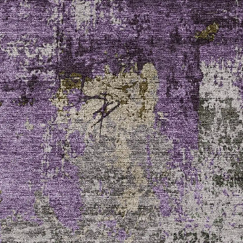 Lavender And Ivory Abstract Washable Indoor Outdoor Area Rug Photo 7