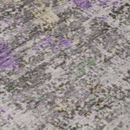 Lavender And Ivory Abstract Washable Indoor Outdoor Area Rug Photo 9