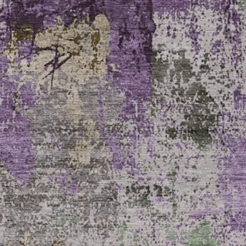 Lavender And Ivory Abstract Washable Indoor Outdoor Area Rug Photo 3