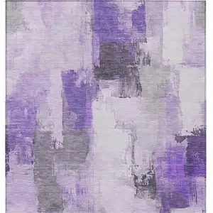 Photo of Lavender And Ivory Abstract Washable Indoor Outdoor Area Rug