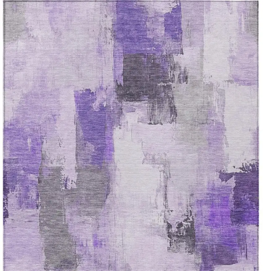 Lavender And Ivory Abstract Washable Indoor Outdoor Area Rug Photo 1