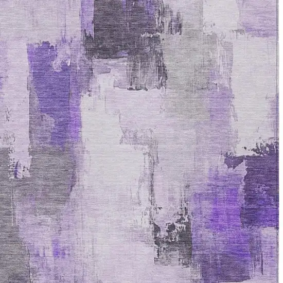 Lavender And Ivory Abstract Washable Indoor Outdoor Area Rug Photo 8