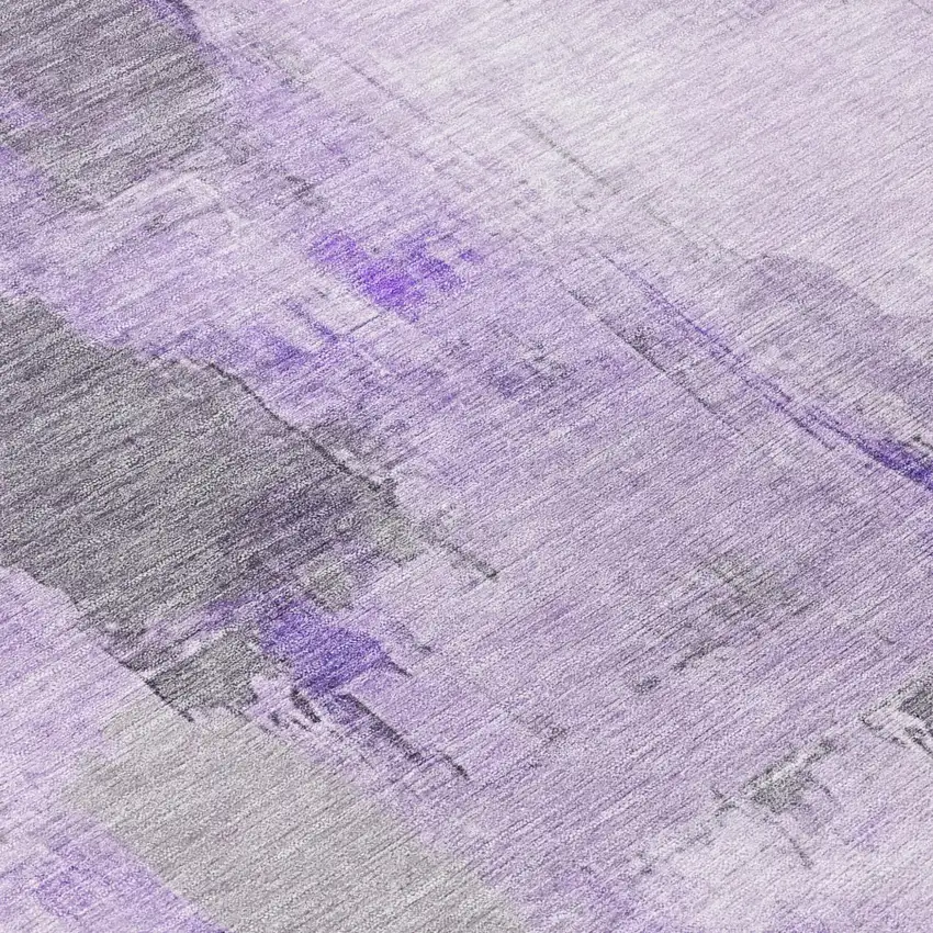 Lavender And Ivory Abstract Washable Indoor Outdoor Area Rug Photo 7