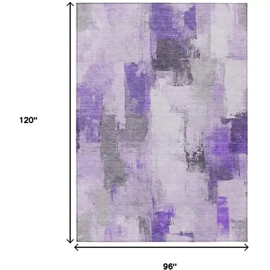 Lavender And Ivory Abstract Washable Indoor Outdoor Area Rug Photo 9