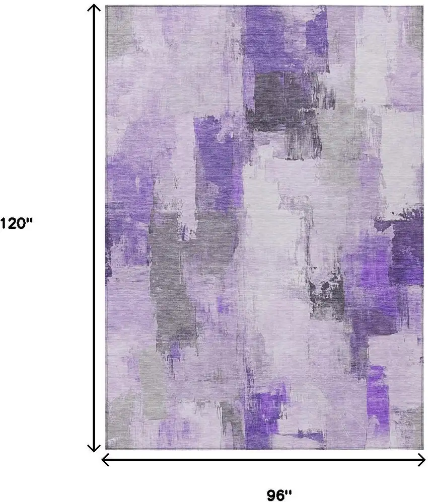 Lavender And Ivory Abstract Washable Indoor Outdoor Area Rug Photo 9