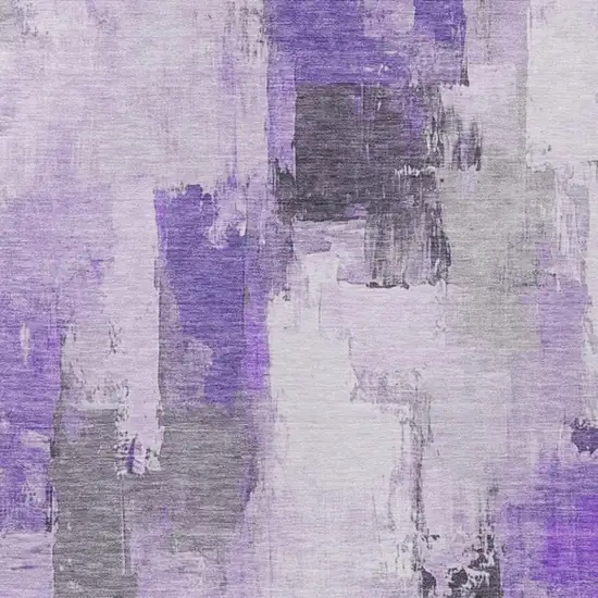 Lavender And Ivory Abstract Washable Indoor Outdoor Area Rug Photo 6
