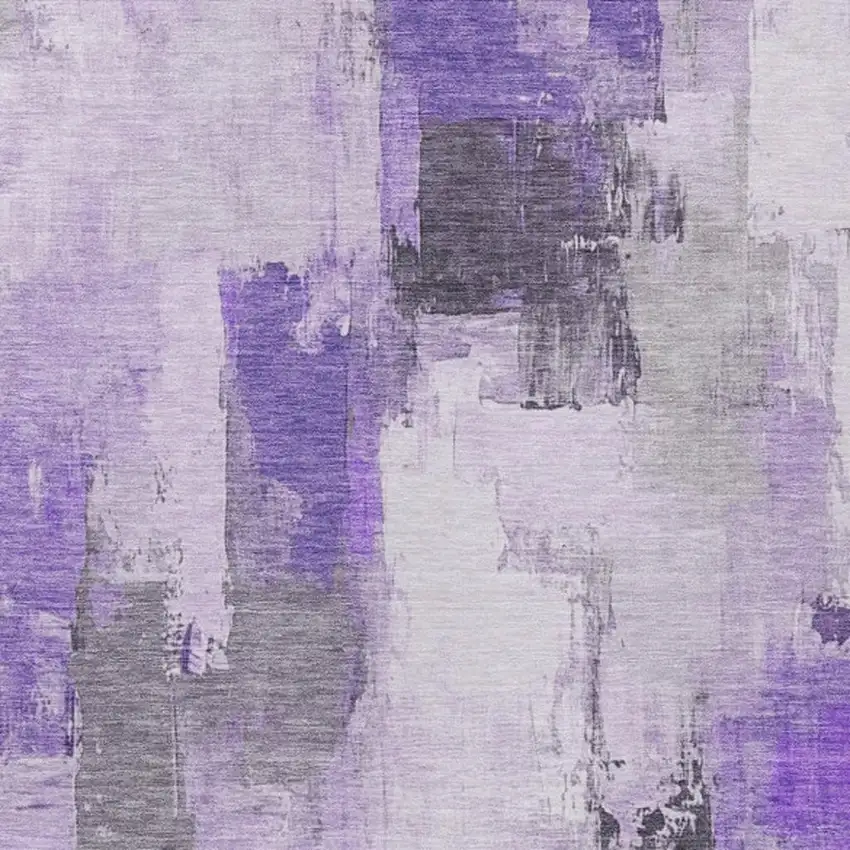 Lavender And Ivory Abstract Washable Indoor Outdoor Area Rug Photo 6