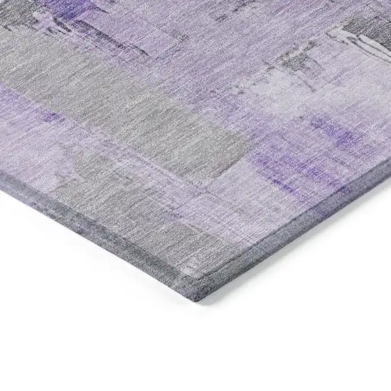 Lavender And Ivory Abstract Washable Indoor Outdoor Area Rug Photo 9