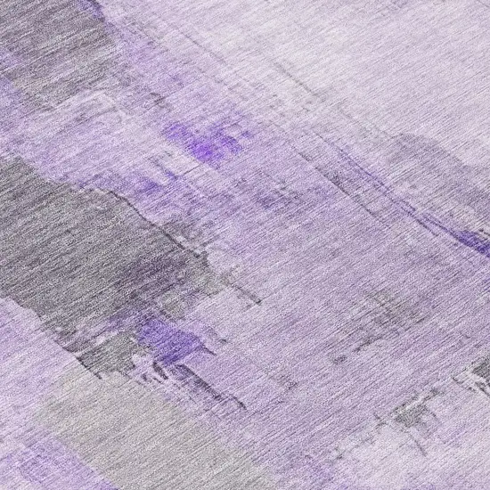 Lavender And Ivory Abstract Washable Indoor Outdoor Area Rug Photo 8