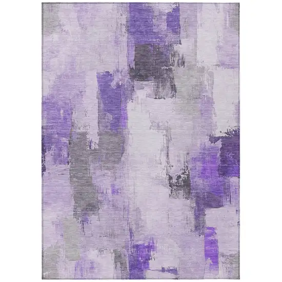 Lavender And Ivory Abstract Washable Indoor Outdoor Area Rug Photo 8