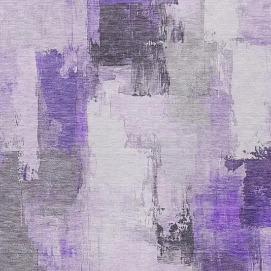 Lavender And Ivory Abstract Washable Indoor Outdoor Area Rug Photo 8