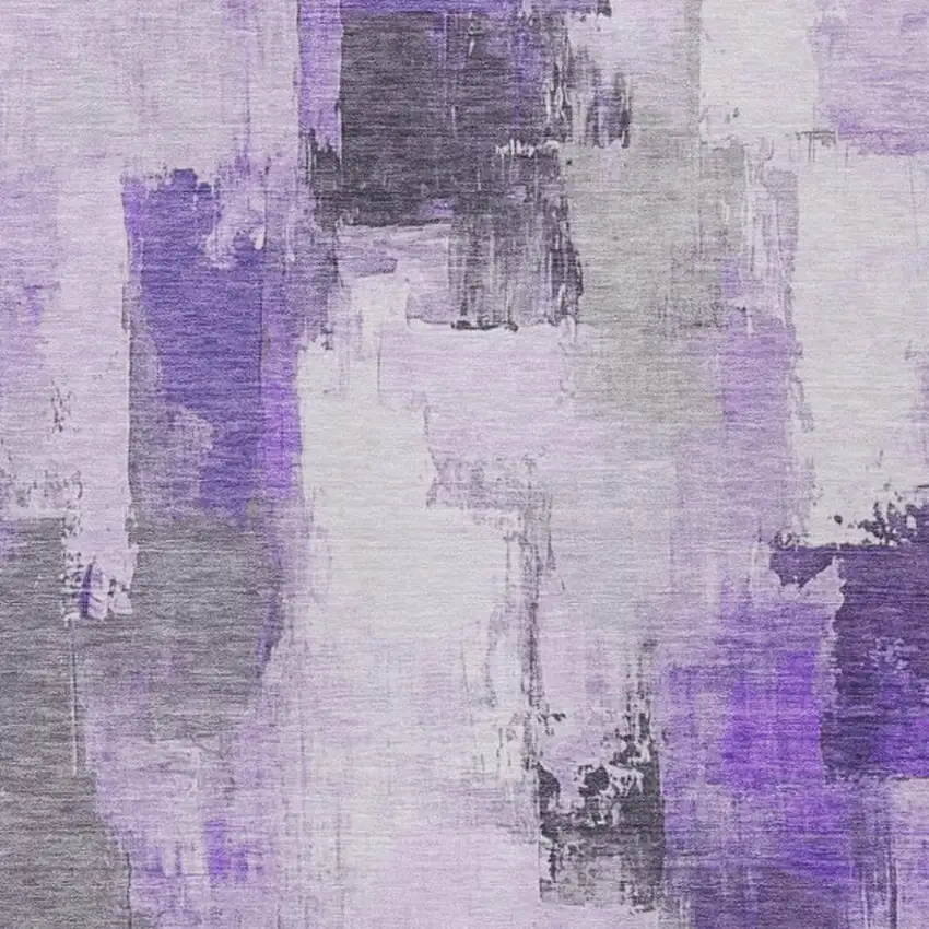 Lavender And Ivory Abstract Washable Indoor Outdoor Area Rug Photo 8