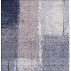 Photo of Lavender And Ivory Abstract Washable Indoor Outdoor Area Rug