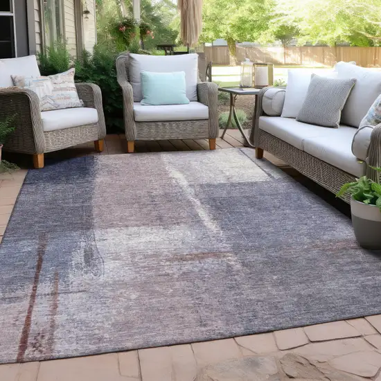 Lavender And Ivory Abstract Washable Indoor Outdoor Area Rug Photo 4