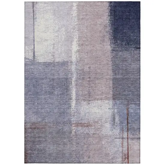 Lavender And Ivory Abstract Washable Indoor Outdoor Area Rug Photo 9