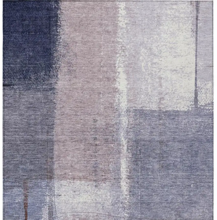 Lavender And Ivory Abstract Washable Indoor Outdoor Area Rug Photo 4