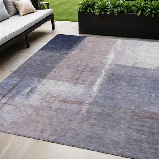 Lavender And Ivory Abstract Washable Indoor Outdoor Area Rug Photo 2