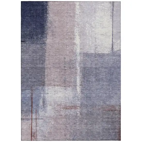 Lavender And Ivory Abstract Washable Indoor Outdoor Area Rug Photo 8