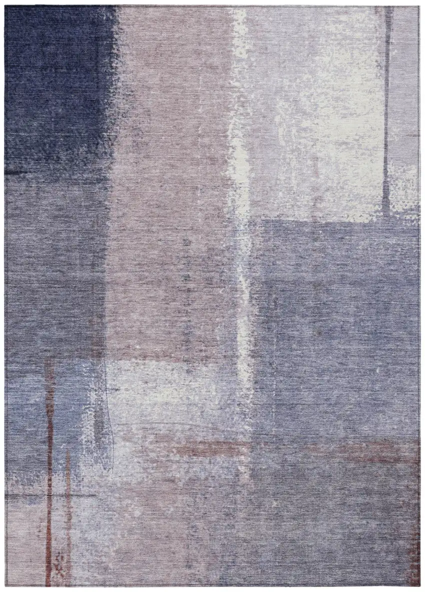 Lavender And Ivory Abstract Washable Indoor Outdoor Area Rug Photo 8