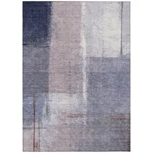 Photo of Lavender And Ivory Abstract Washable Indoor Outdoor Area Rug