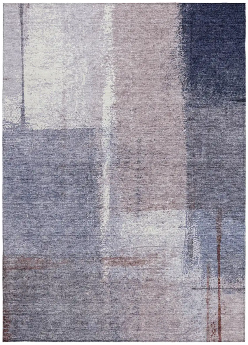 Lavender And Ivory Abstract Washable Indoor Outdoor Area Rug Photo 9