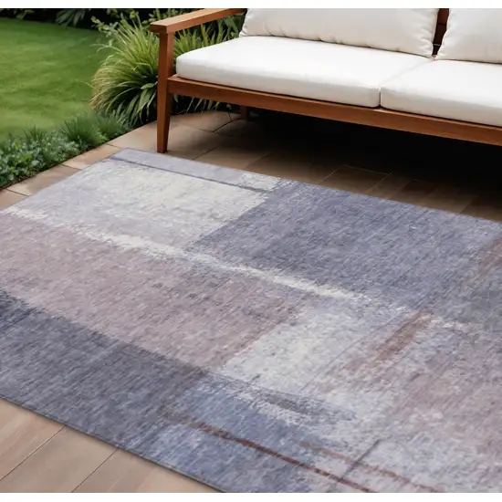 Lavender And Ivory Abstract Washable Indoor Outdoor Area Rug Photo 2