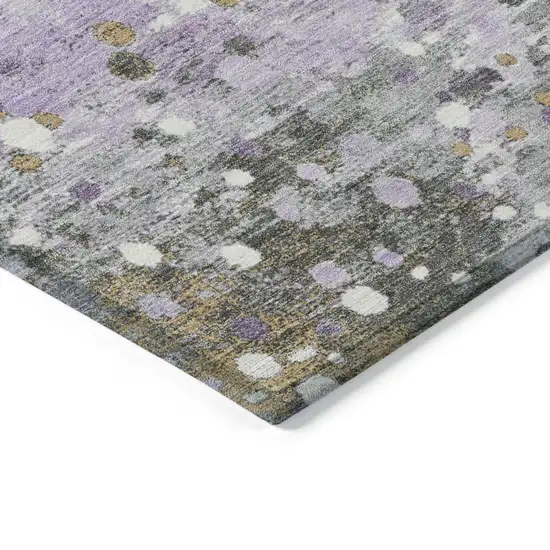 Lavender And Ivory Abstract Washable Indoor Outdoor Area Rug Photo 7
