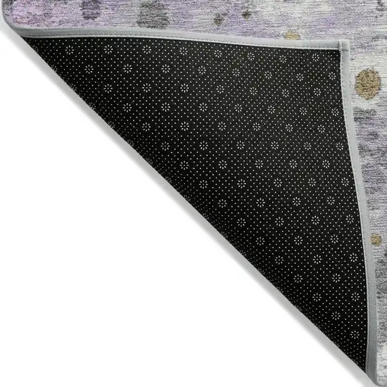 Lavender And Ivory Abstract Washable Indoor Outdoor Area Rug Photo 9