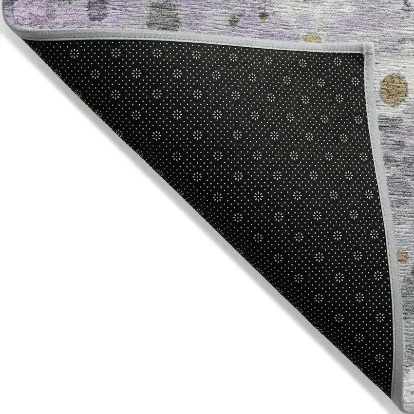 Lavender And Ivory Abstract Washable Indoor Outdoor Area Rug Photo 9
