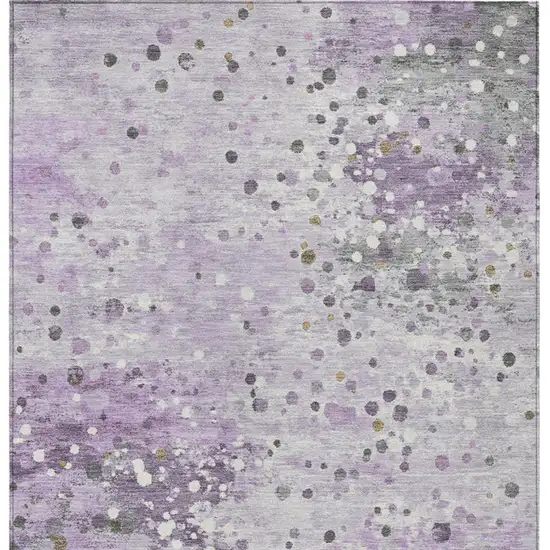 Lavender And Ivory Abstract Washable Indoor Outdoor Area Rug Photo 6