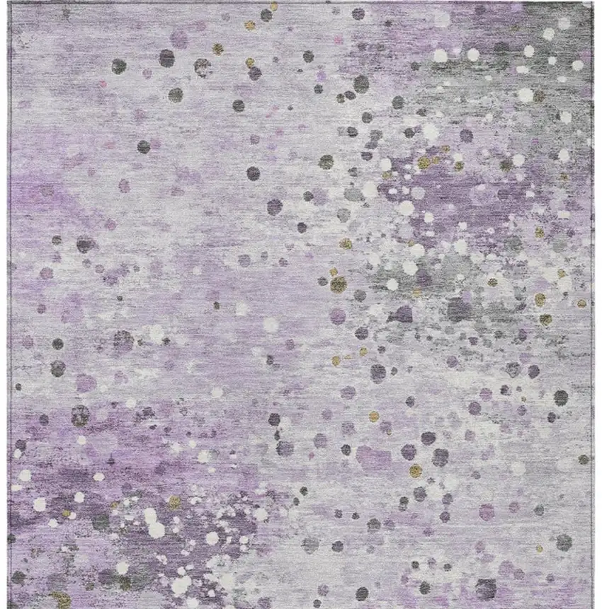 Lavender And Ivory Abstract Washable Indoor Outdoor Area Rug Photo 4