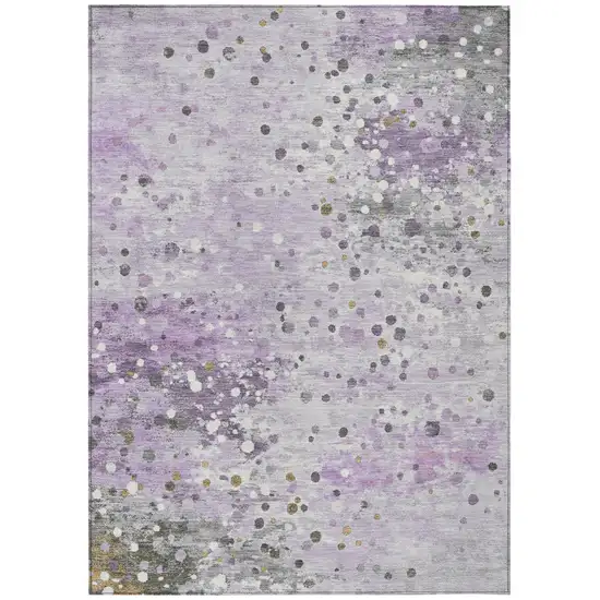 Lavender And Ivory Abstract Washable Indoor Outdoor Area Rug Photo 1