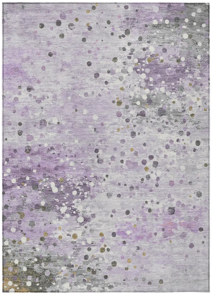 Lavender And Ivory Abstract Washable Indoor Outdoor Area Rug Photo 1