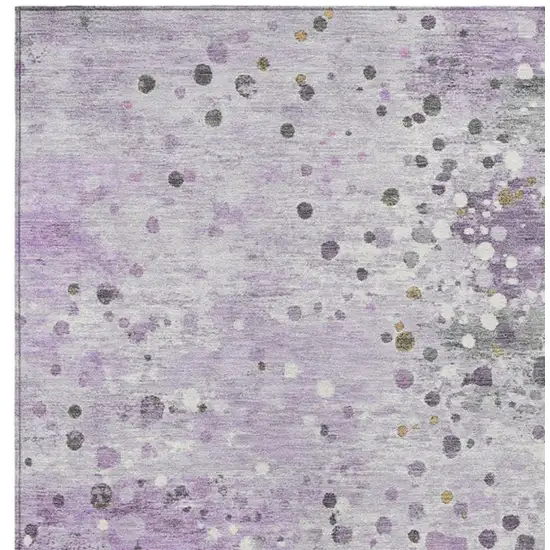 Lavender And Ivory Abstract Washable Indoor Outdoor Area Rug Photo 3