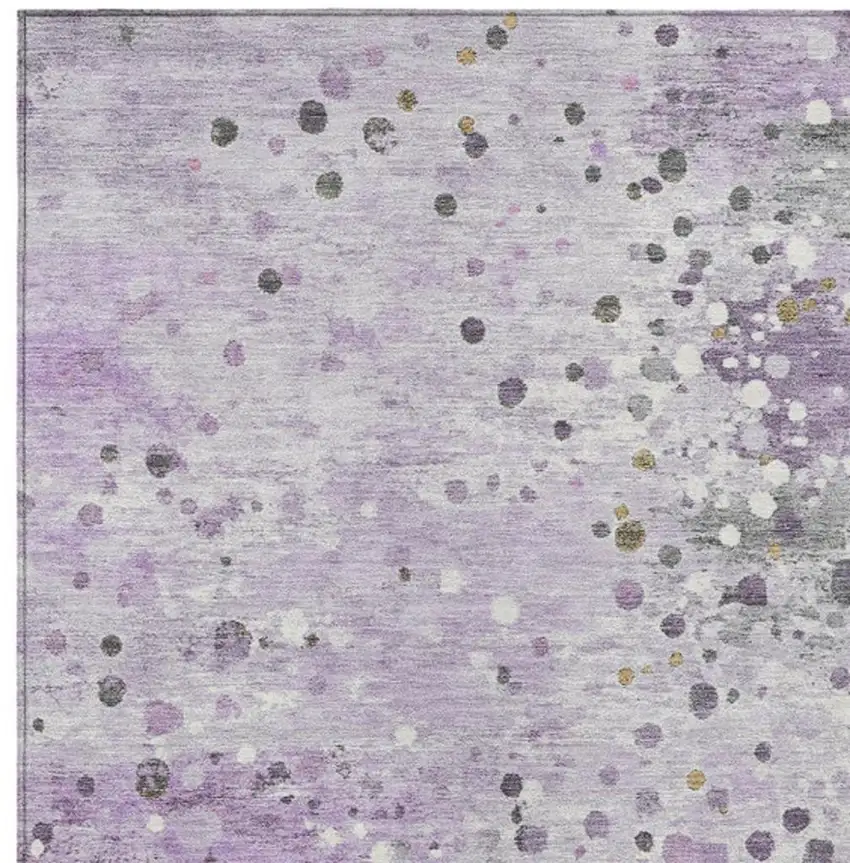 Lavender And Ivory Abstract Washable Indoor Outdoor Area Rug Photo 3