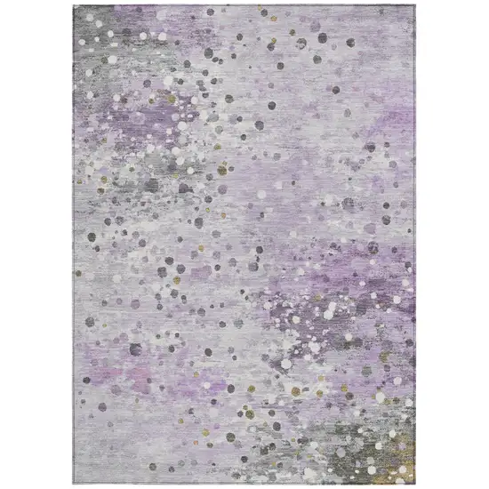 Lavender And Ivory Abstract Washable Indoor Outdoor Area Rug Photo 3