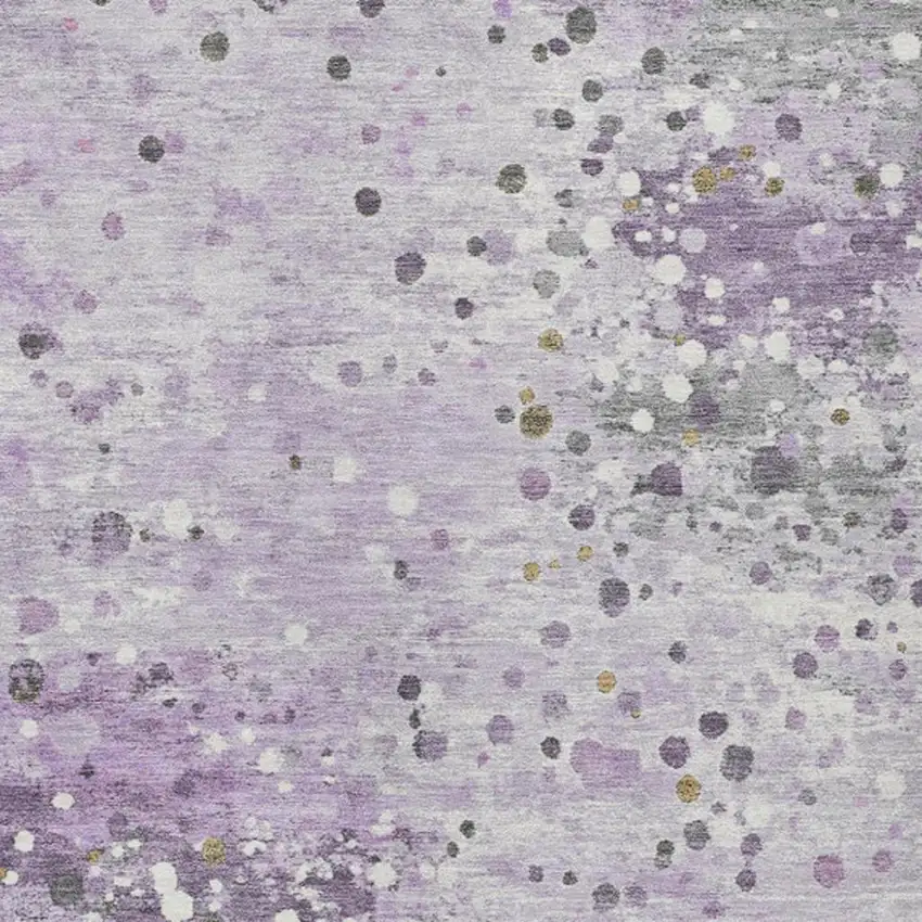 Lavender And Ivory Abstract Washable Indoor Outdoor Area Rug Photo 4